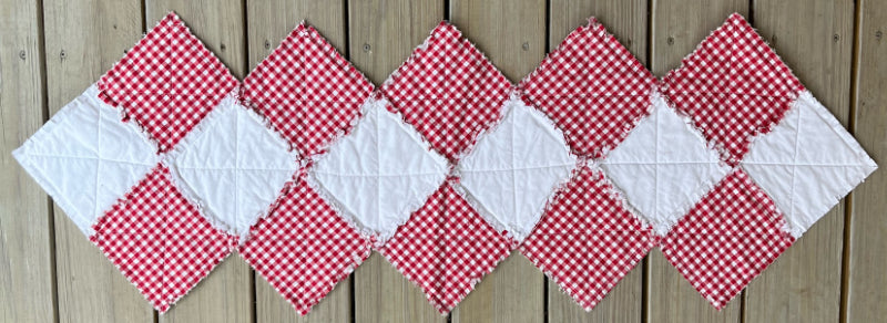 48" Red & White Check Table Runner