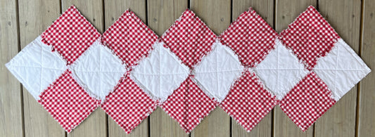 48" Red & White Check Table Runner